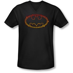 Batman - Mens Flame Outlined Logo V-Neck T-Shirt