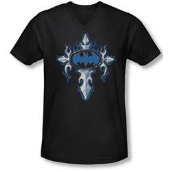 Batman - Mens Gothic Steel Logo V-Neck T-Shirt