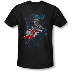 Batman - Mens Black And White V-Neck T-Shirt