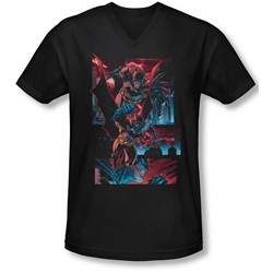 Batman - Mens Dark Knight Panels V-Neck T-Shirt
