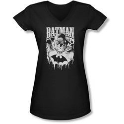Batman - Juniors Bat Metal V-Neck T-Shirt