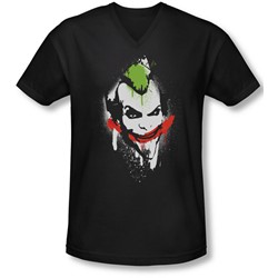 Arkham City - Mens Spraypaint Smile V-Neck T-Shirt