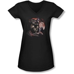 Arkham City - Juniors Blood Moon V-Neck T-Shirt