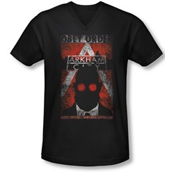 Arkham City - Mens Obey Order Poster V-Neck T-Shirt