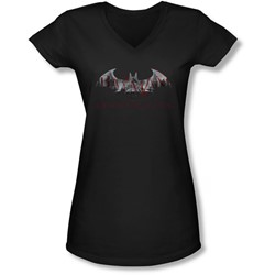 Arkham City - Juniors Bat Fill V-Neck T-Shirt