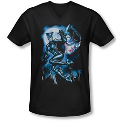 Batman - Mens Moonlight Cat V-Neck T-Shirt