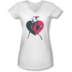 Batman - Juniors Harely Heart V-Neck T-Shirt