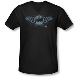 Batman - Mens Two Gargoyles Logo V-Neck T-Shirt