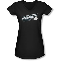 Mork & Mindy - Juniors Shazbot Egg V-Neck T-Shirt