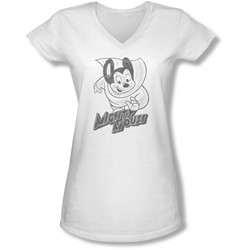 Mighty Mouse - Juniors Mighty Sketch V-Neck T-Shirt
