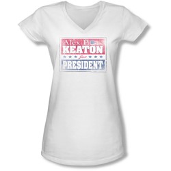 Family Ties - Juniors Alex For President V-Neck T-Shirt