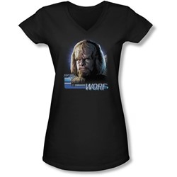 Star Trek - Juniors Tng Worf V-Neck T-Shirt