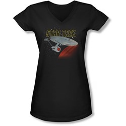 Star Trek - Juniors Retro Enterprise V-Neck T-Shirt