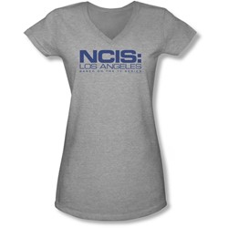 Ncis La - Juniors Logo V-Neck T-Shirt