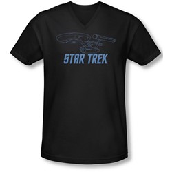 Star Trek - Mens Enterprise Outline V-Neck T-Shirt