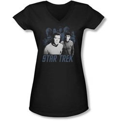 Star Trek - Juniors Kirk Spock And Company V-Neck T-Shirt