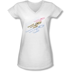 Star Trek - Juniors Retro Tri Enterprise V-Neck T-Shirt