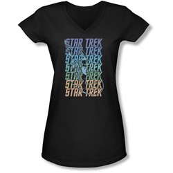 Star Trek - Juniors Multi Logo Enterprise V-Neck T-Shirt