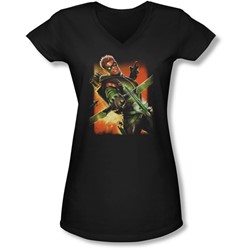 Jla - Juniors Green Arrow #1 V-Neck T-Shirt