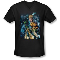 Jla - Mens Aquaman #1 V-Neck T-Shirt