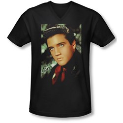 Elvis - Mens Red Scarf V-Neck T-Shirt