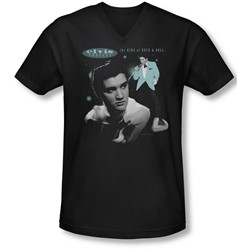 Elvis - Mens Teal Portrait V-Neck T-Shirt