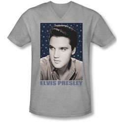 Elvis - Mens Blue Sparkle V-Neck T-Shirt