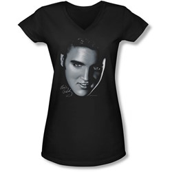 Elvis - Juniors Big Face V-Neck T-Shirt