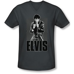 Elvis - Mens Leather V-Neck T-Shirt
