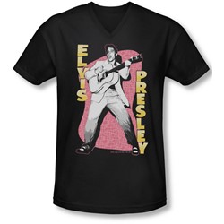 Elvis - Mens Pink Rock V-Neck T-Shirt