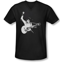 Elvis - Mens Black&White Guitarman V-Neck T-Shirt