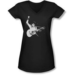 Elvis - Juniors Black&White Guitarman V-Neck T-Shirt