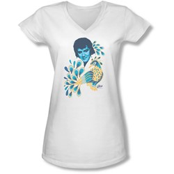 Elvis - Juniors Peacock V-Neck T-Shirt