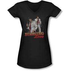 Elvis - Juniors Burning Love V-Neck T-Shirt