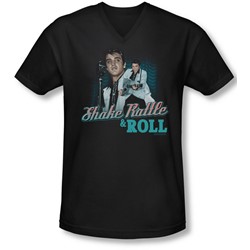 Elvis - Mens Shake Rattle & Roll V-Neck T-Shirt