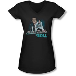 Elvis - Juniors Shake Rattle & Roll V-Neck T-Shirt