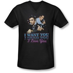 Elvis - Mens I Want You V-Neck T-Shirt