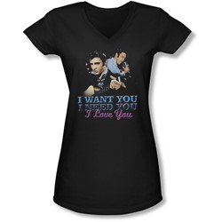 Elvis - Juniors I Want You V-Neck T-Shirt