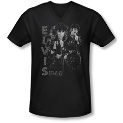 Elvis - Mens Leathered V-Neck T-Shirt