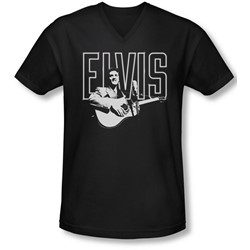 Elvis - Mens White Glow V-Neck T-Shirt