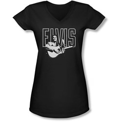 Elvis - Juniors White Glow V-Neck T-Shirt