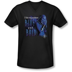 Farscape - Mens Blue And Bald V-Neck T-Shirt