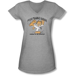 Garfield - Juniors Foot Fungus Karate V-Neck T-Shirt