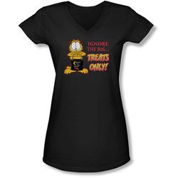 Garfield - Juniors Treats Only V-Neck T-Shirt