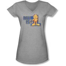 Garfield - Juniors Dad Is Number One V-Neck T-Shirt