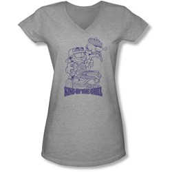 Garfield - Juniors King Of The Grill V-Neck T-Shirt