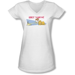 Garfield - Juniors Annoy Someone V-Neck T-Shirt