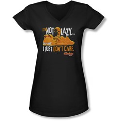 Garfield - Juniors Not Lazy V-Neck T-Shirt