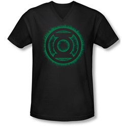 Green Lantern - Mens Green Flame Logo V-Neck T-Shirt
