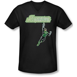 Green Lantern - Mens Energy Construct Logo V-Neck T-Shirt